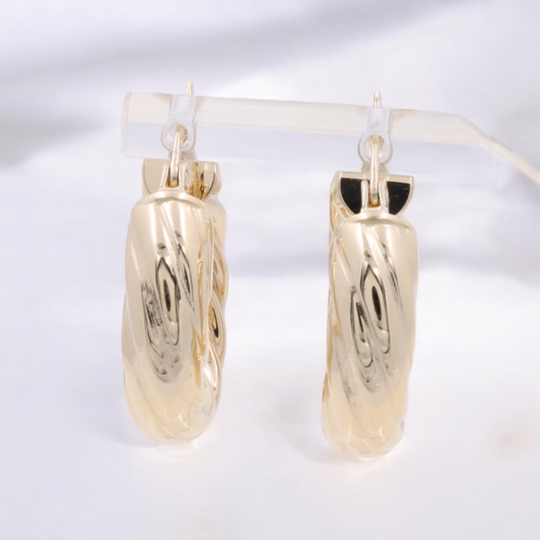 14K Yellow Gold Fashion Hoop Earrings