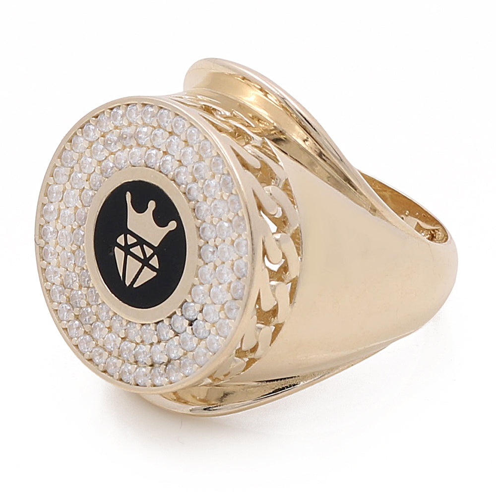 14K Yellow Gold Men's Fashion Ring with Cubic Zirconias