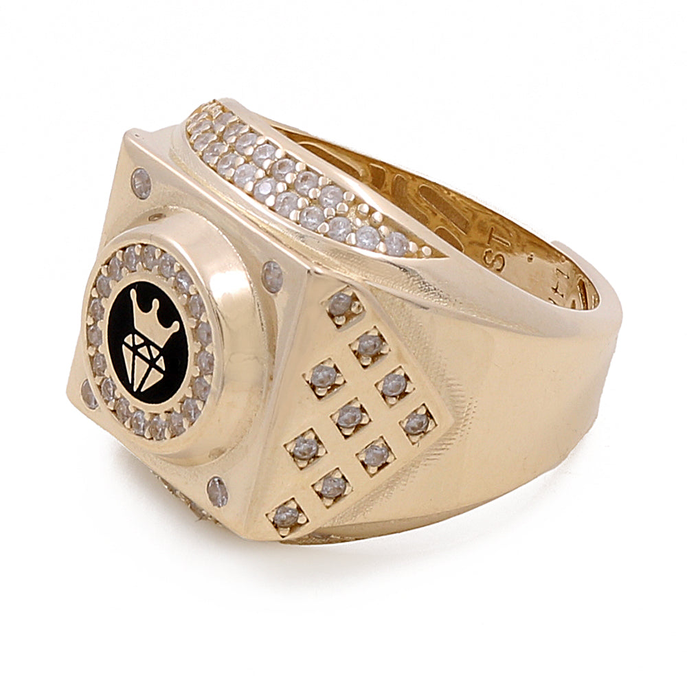 14K Yellow Gold Men's Fashion Ring with Cubic Zirconias