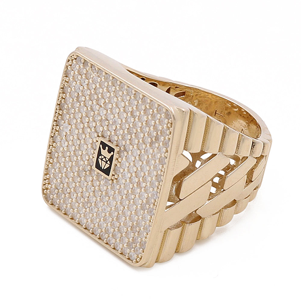 14K Yellow Gold Men's Fashion Ring with Cubic Zirconias