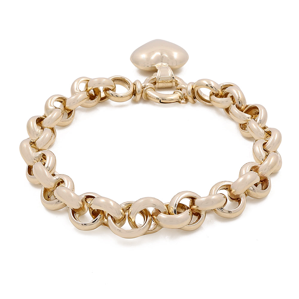 14K Yellow Gold Heart Link Bracelet