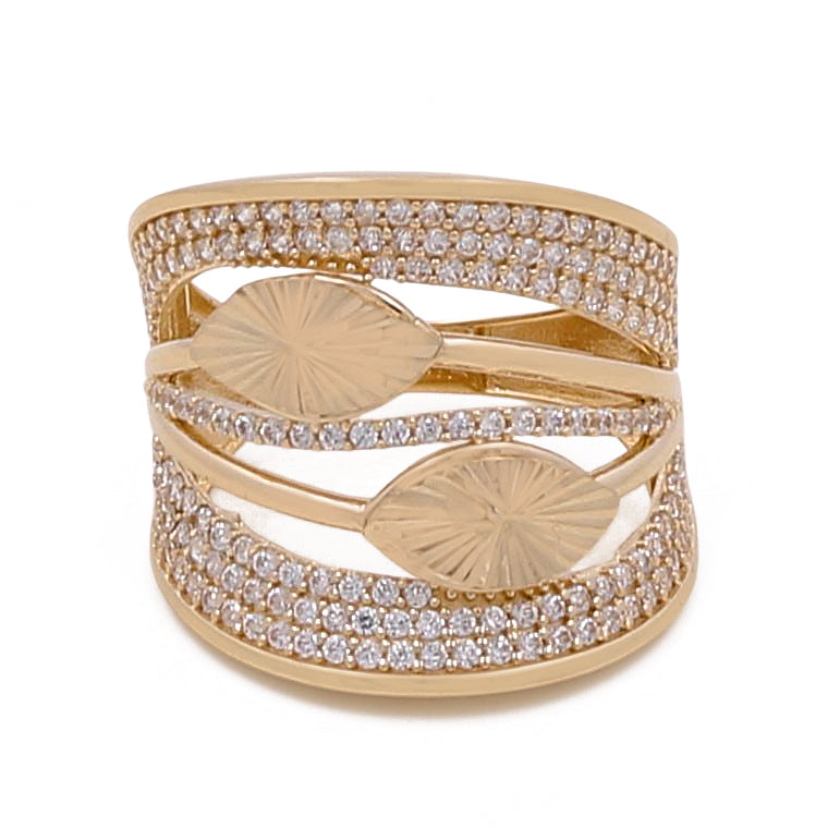 14K Yellow Gold Fashion Women's Ring with Cubic Zirconias