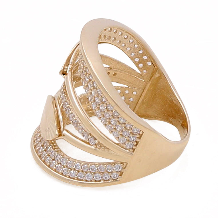 14K Yellow Gold Fashion Women's Ring with Cubic Zirconias