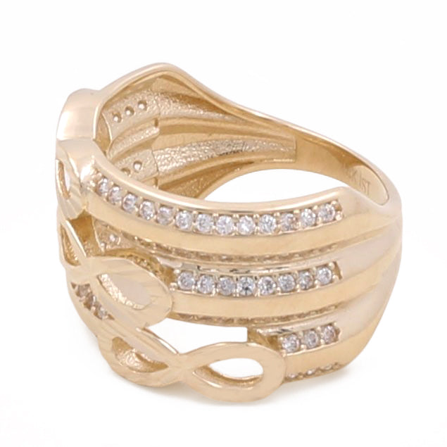 14K Yellow Gold Infinity Women's Ring with Cubic Zirconias