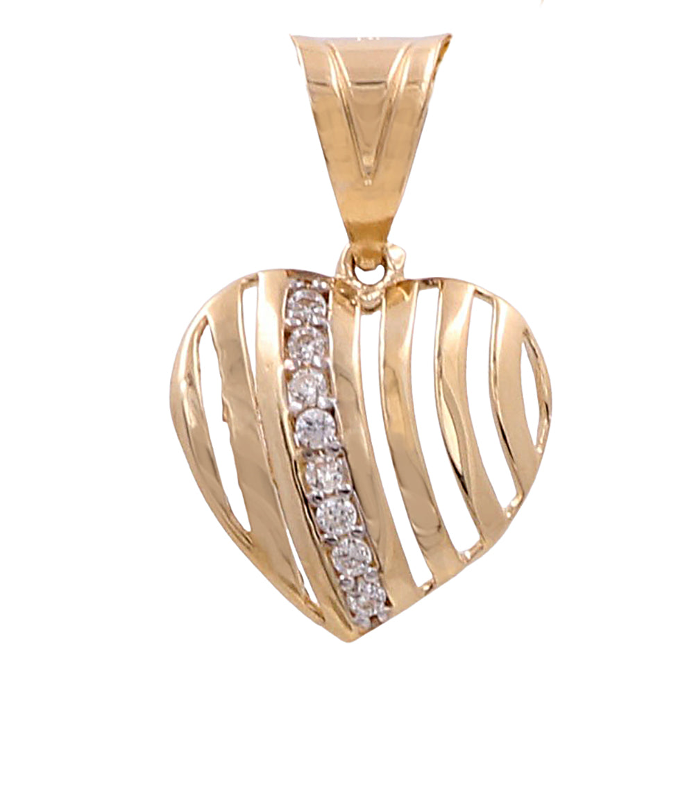 14K Yellow Gold Heart with Cubic Zirconias