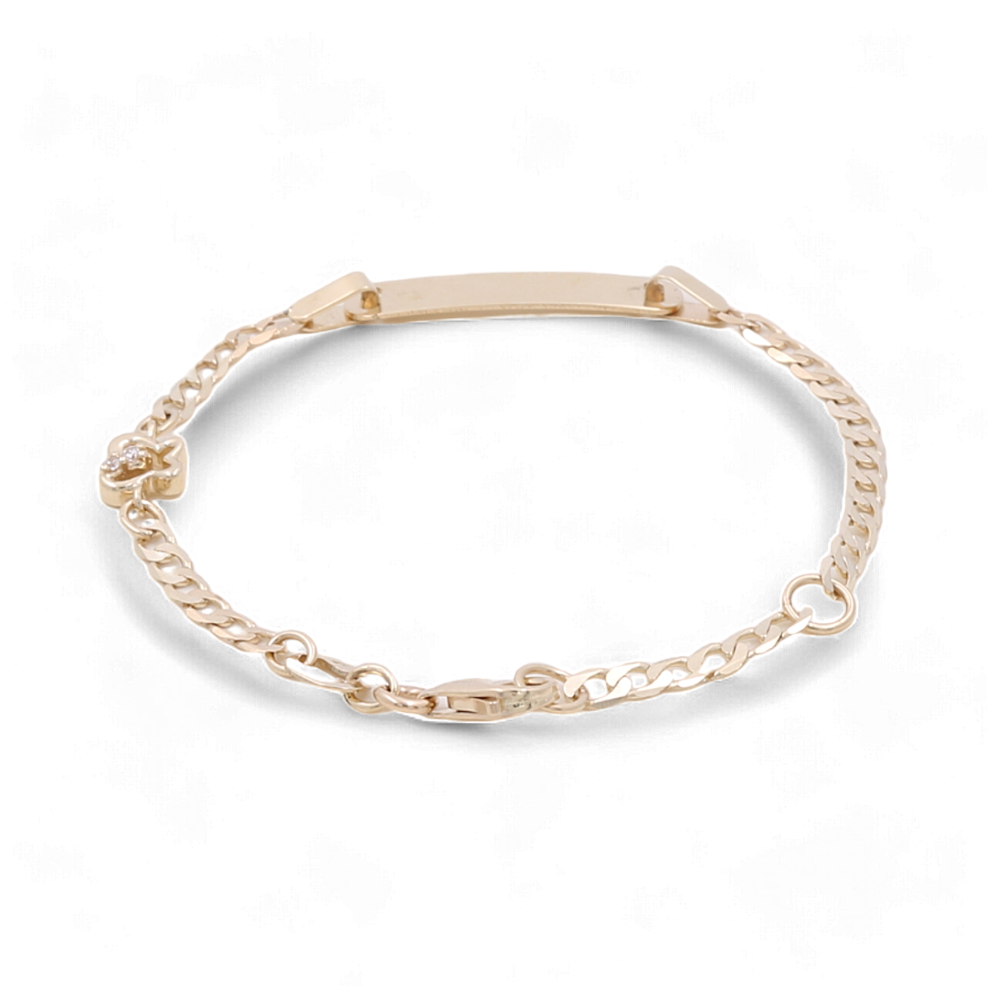14K Yellow Gold Heart Nameplate Kids Bracelet
