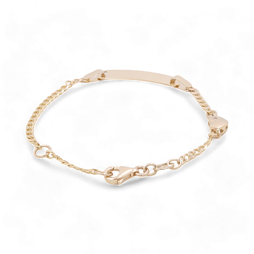 14K Yellow Gold Heart Nameplate Kids Bracelet