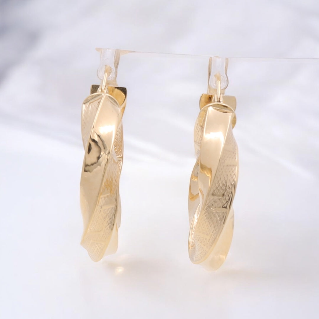 14K Yellow Gold Fashion Hoop Earrings