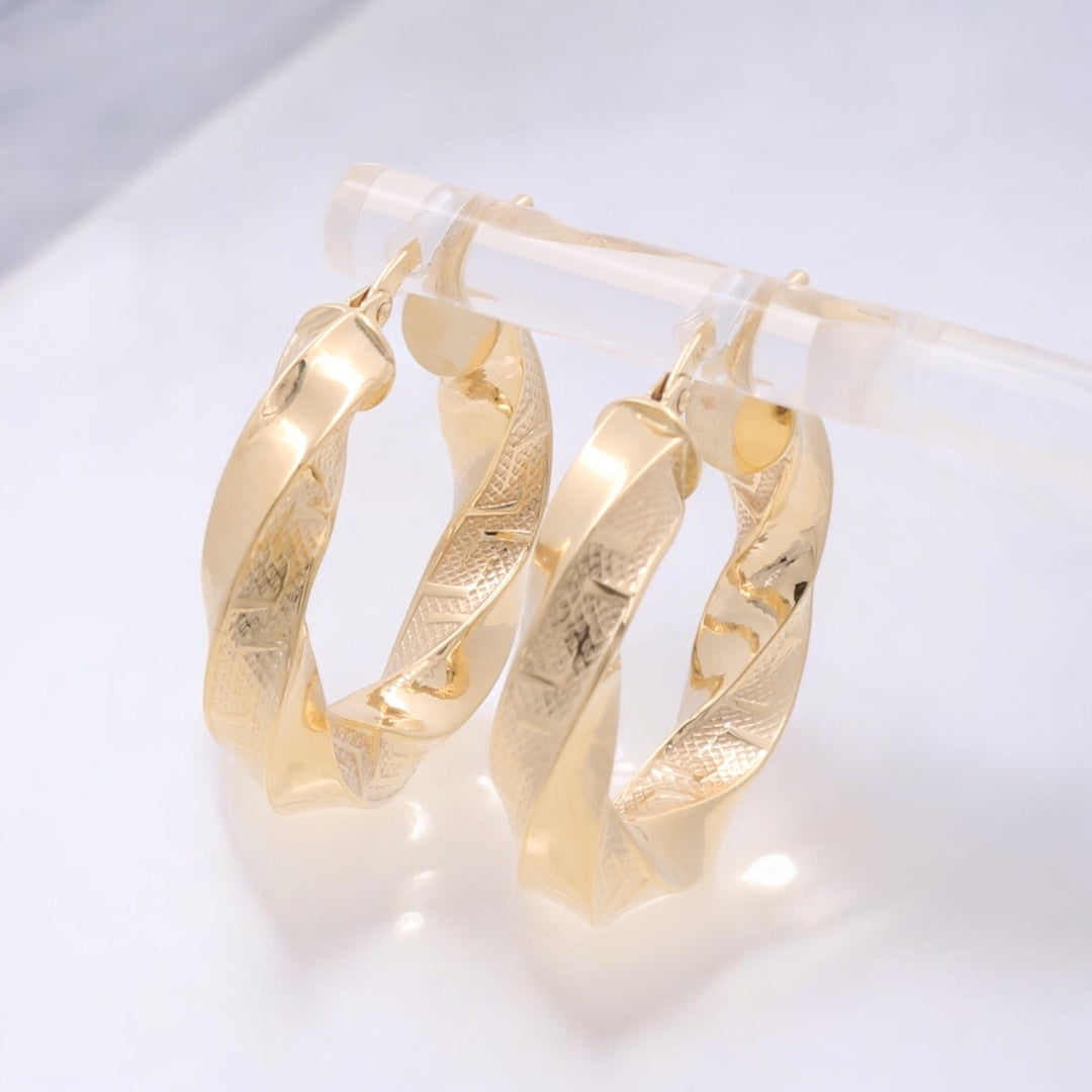 14K Yellow Gold Fashion Hoop Earrings