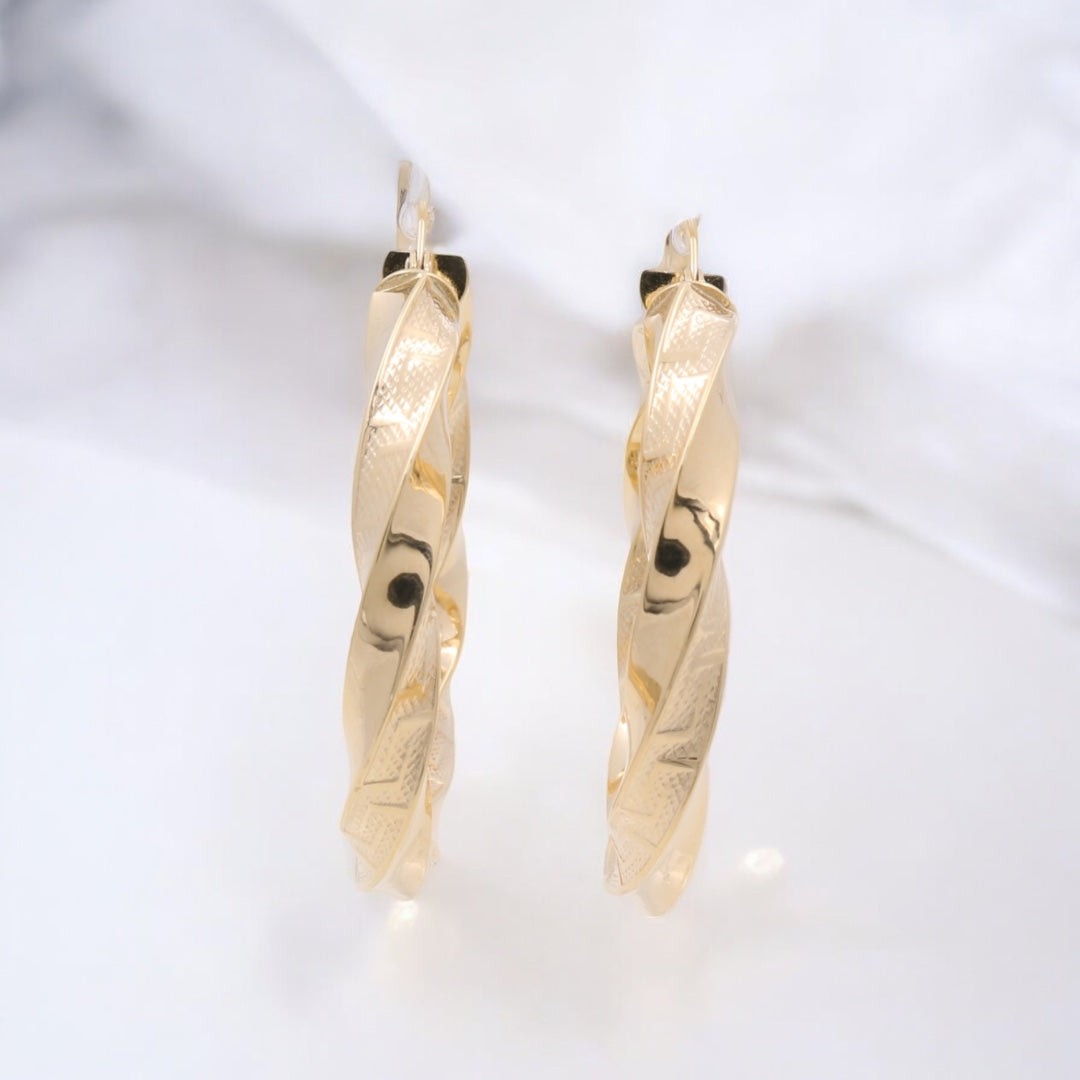 14K Yellow Gold Fashion Hoop Earrings