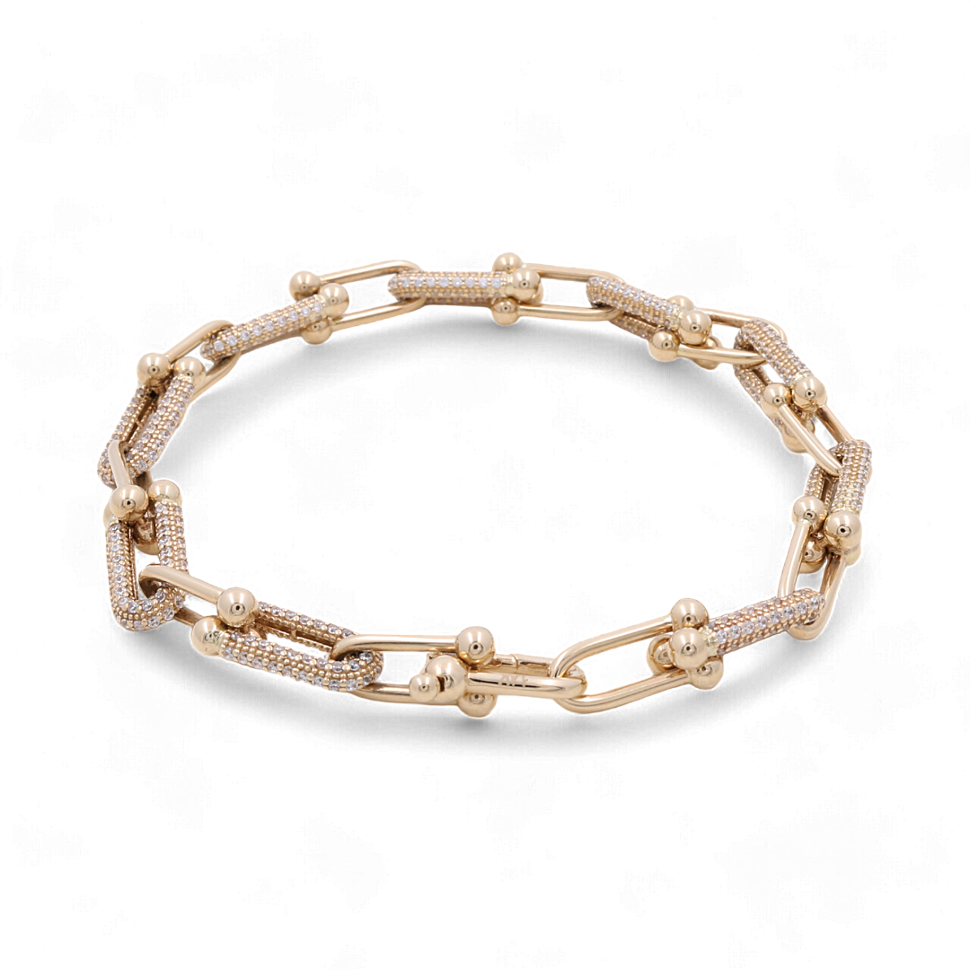 14K Yellow Gold Fashion Italian Clip Link Bracelet
