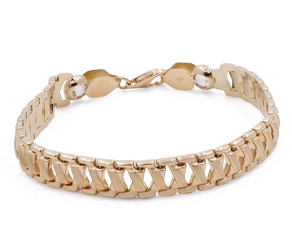 14K Yellow Gold Fashion Links Bracelet