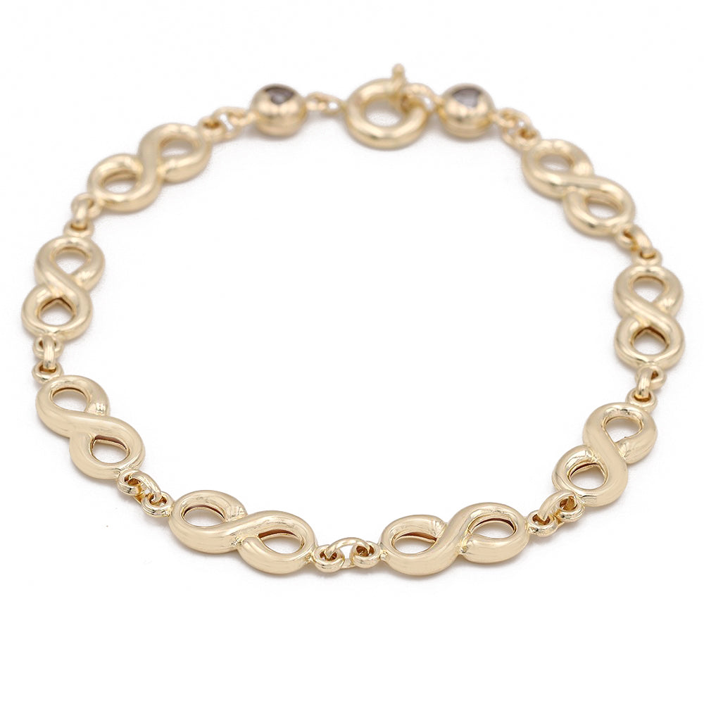 14K Yellow Gold Fashion Infinity Bracelet with Cubic Zirconias