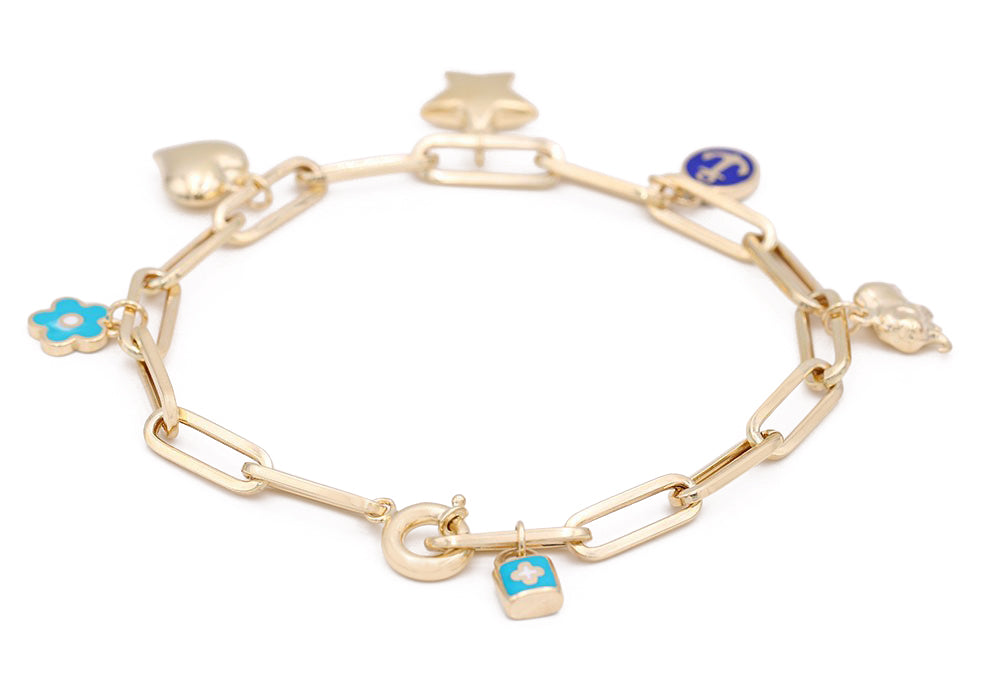 14K Yellow Gold Fashion Enamel Beads Bracelet