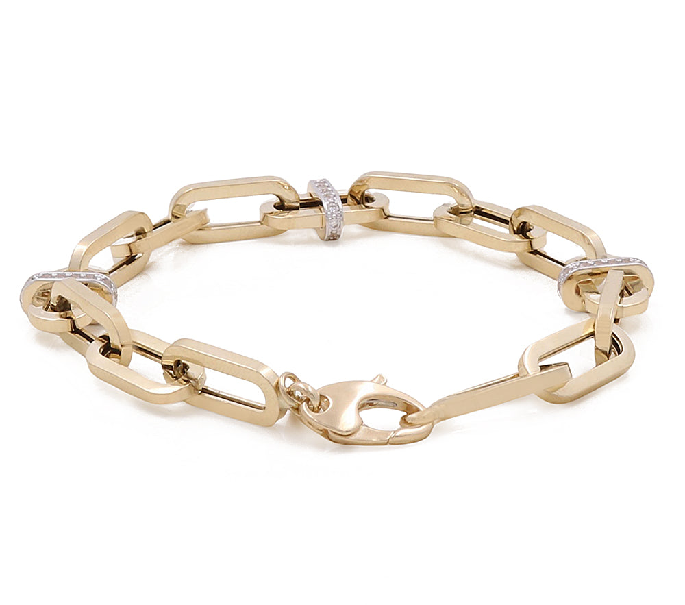 14K Yellow and White Gold Fashion Links Bracelet