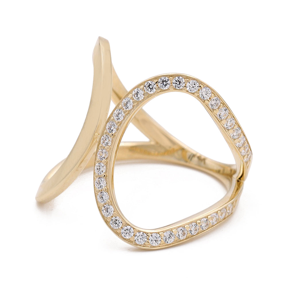 14K Yellow Gold Fashion Design Ring with Cubic Zirconias