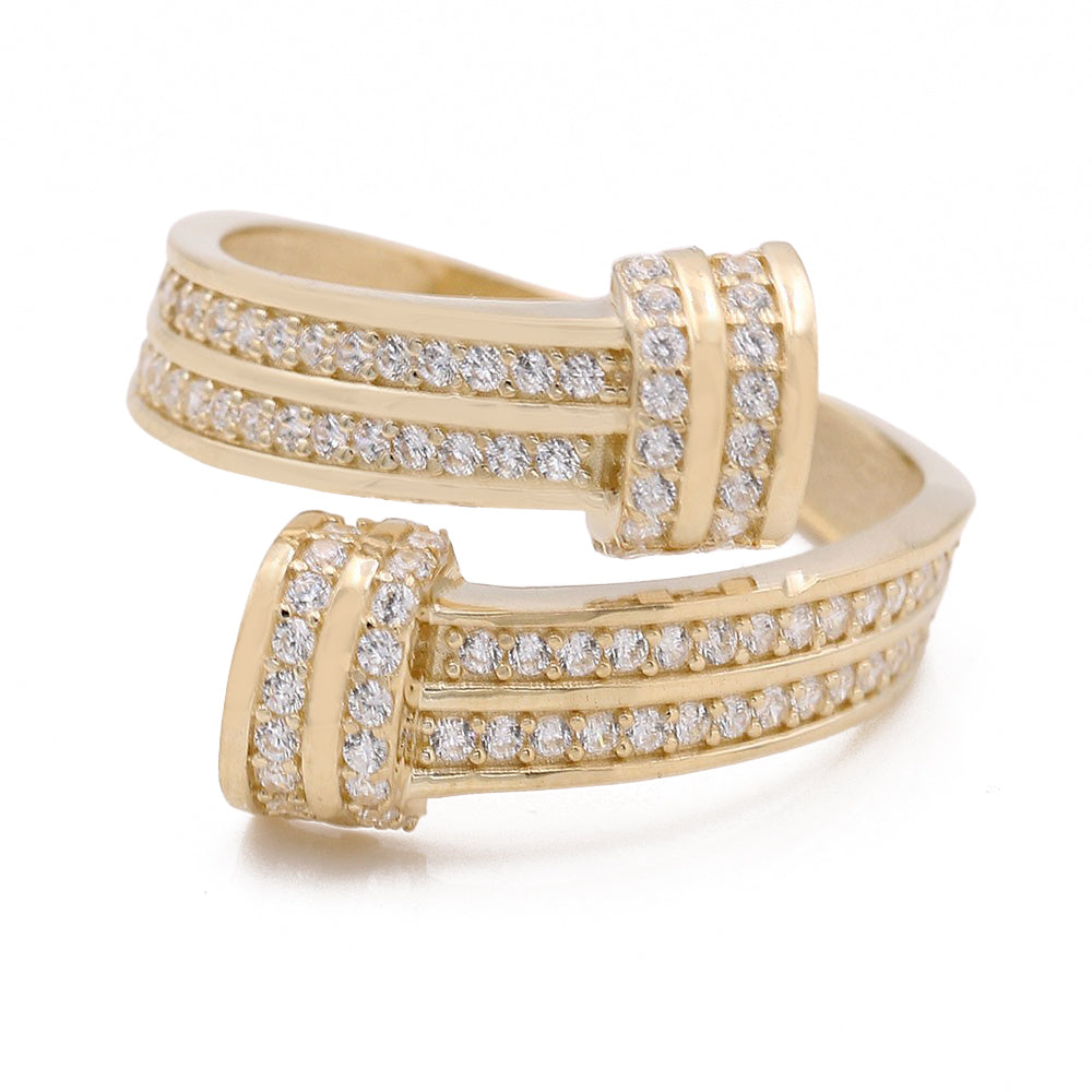 14K Yellow Gold Fashion Design Ring with Cubic Zirconias