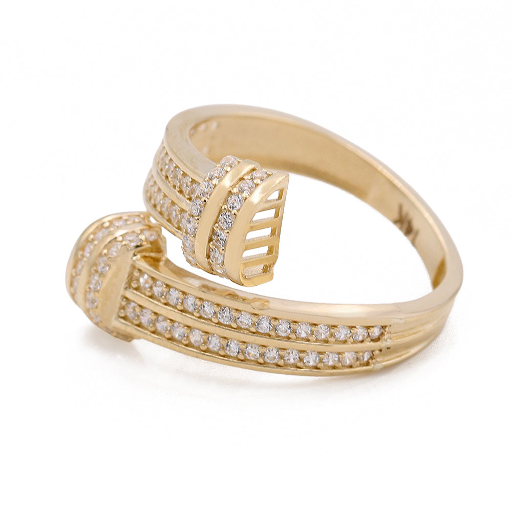 14K Yellow Gold Fashion Design Ring with Cubic Zirconias