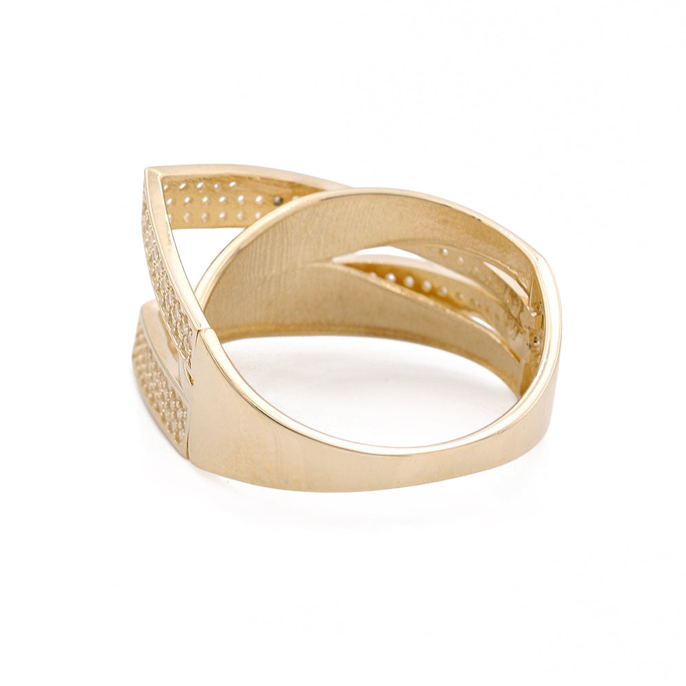 14K Yellow Gold Fashion Design Ring with Cubic Zirconias