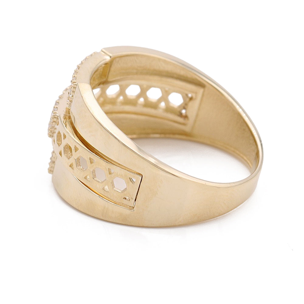 14K Yellow Gold Fashion Design Ring with Cubic Zirconias