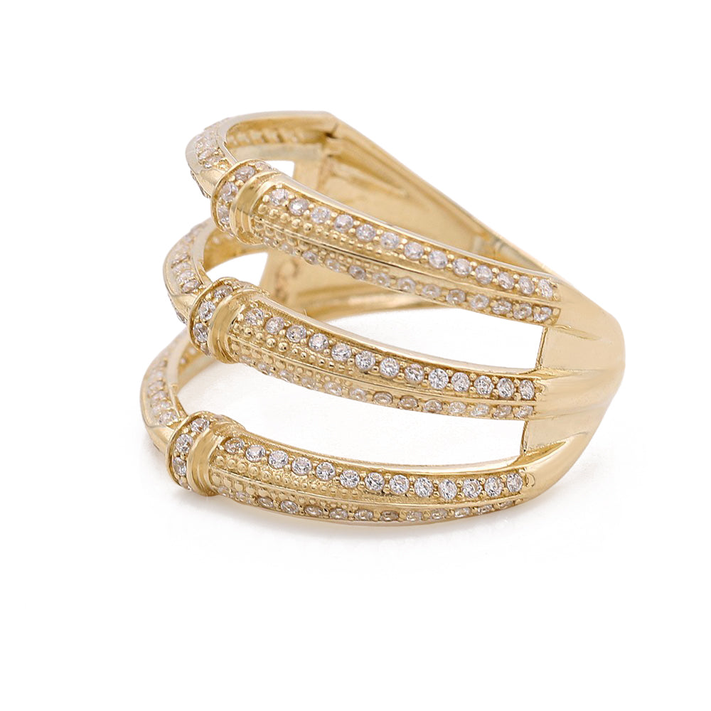 14K Yellow Gold Fashion Design Ring with Cubic Zirconias