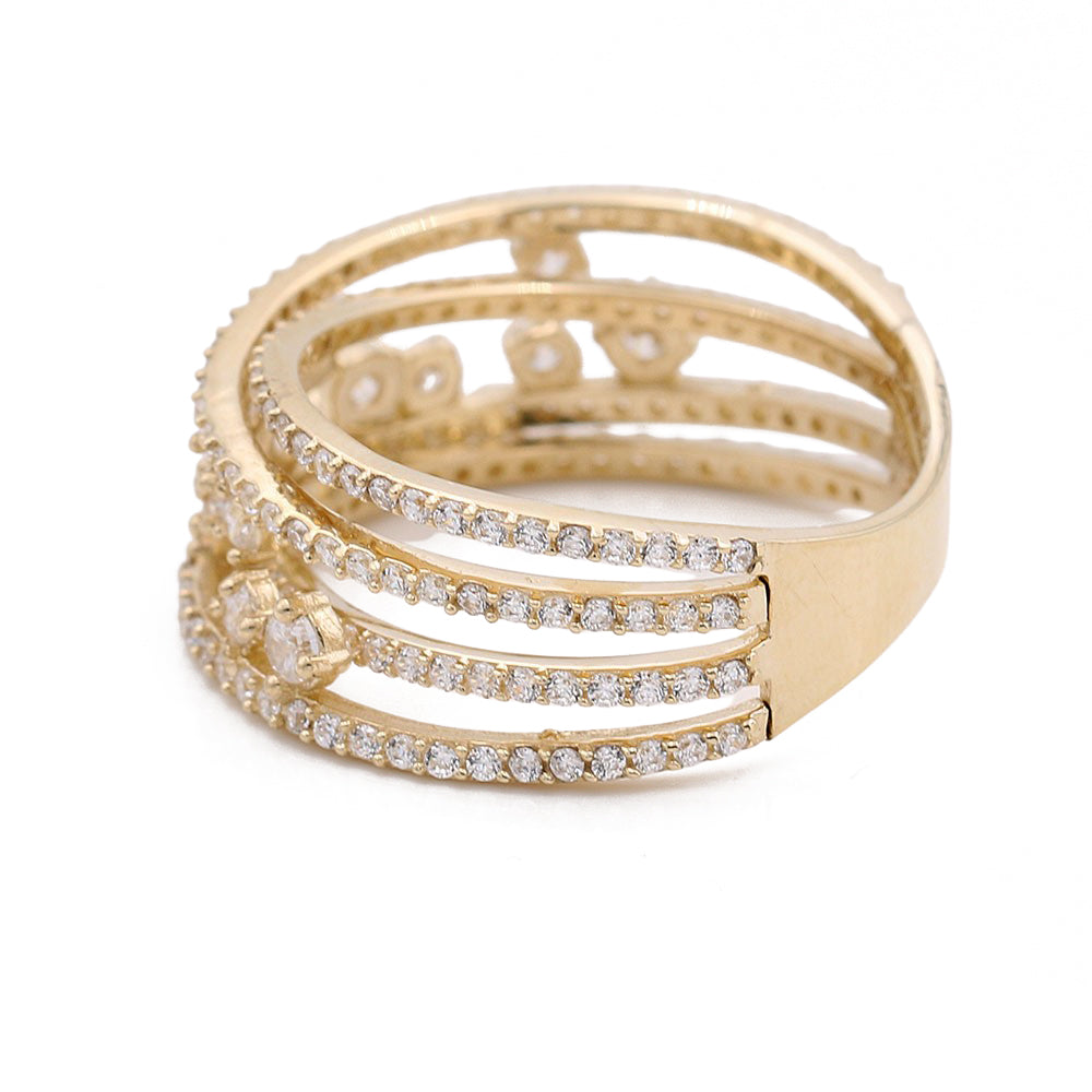 14K Yellow Gold Fashion Design Ring with Cubic Zirconias