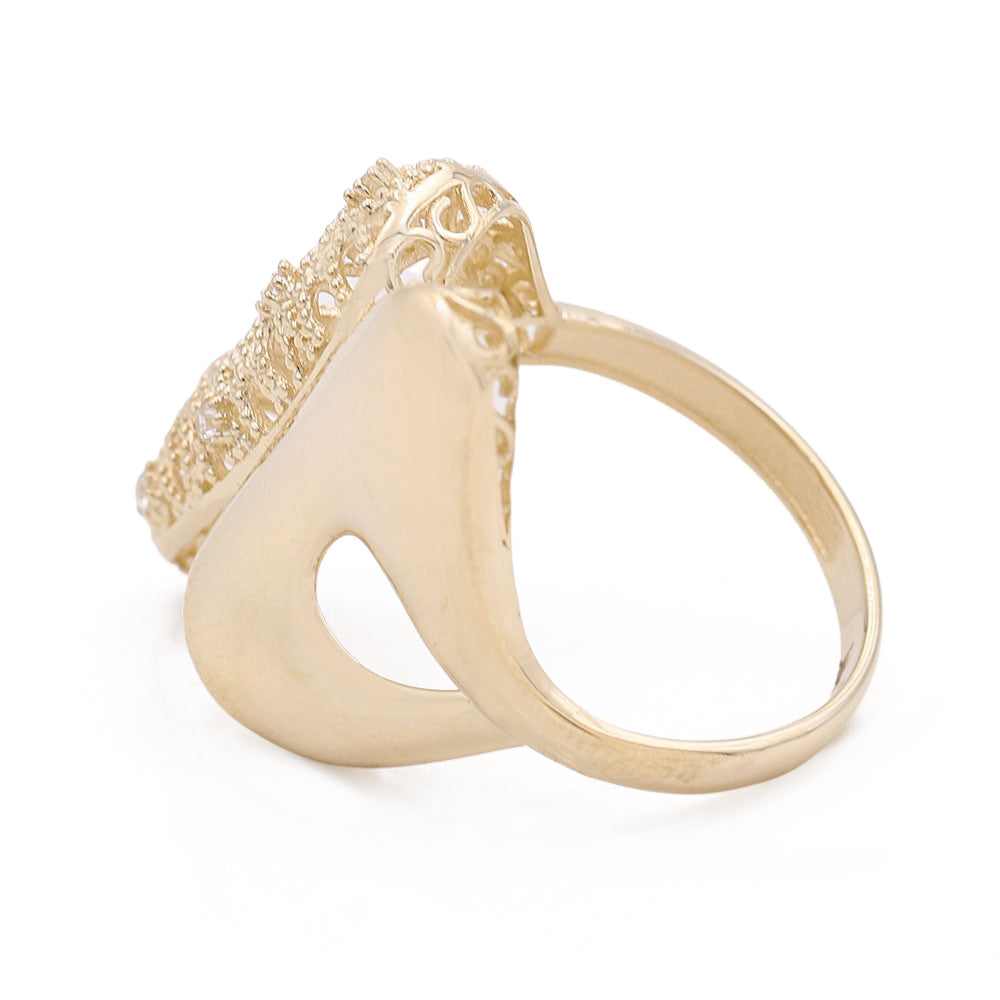 14K Yellow Gold Fashion Butterfly Design Ring with Cubic Zirconias