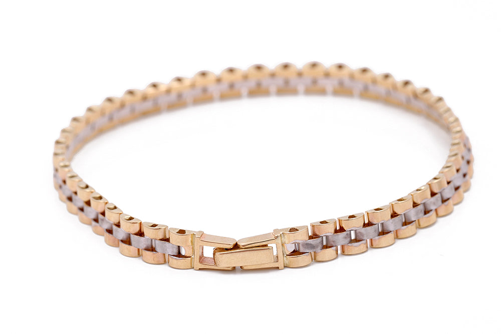 14K Yellow and White Gold Fashion Italian Jubilee Link Bracelet