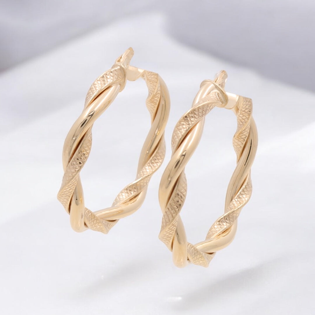 14K Yellow Gold Fashion Hoop Earrings