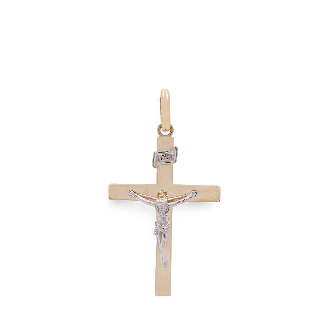 14K Yellow and White Gold Cross Pendant