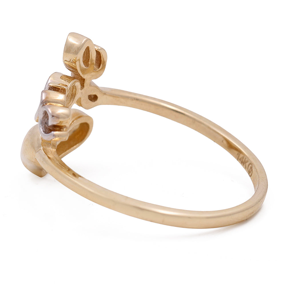 14K Yellow and White Gold Love Letters Ring with Cubic Zirconias