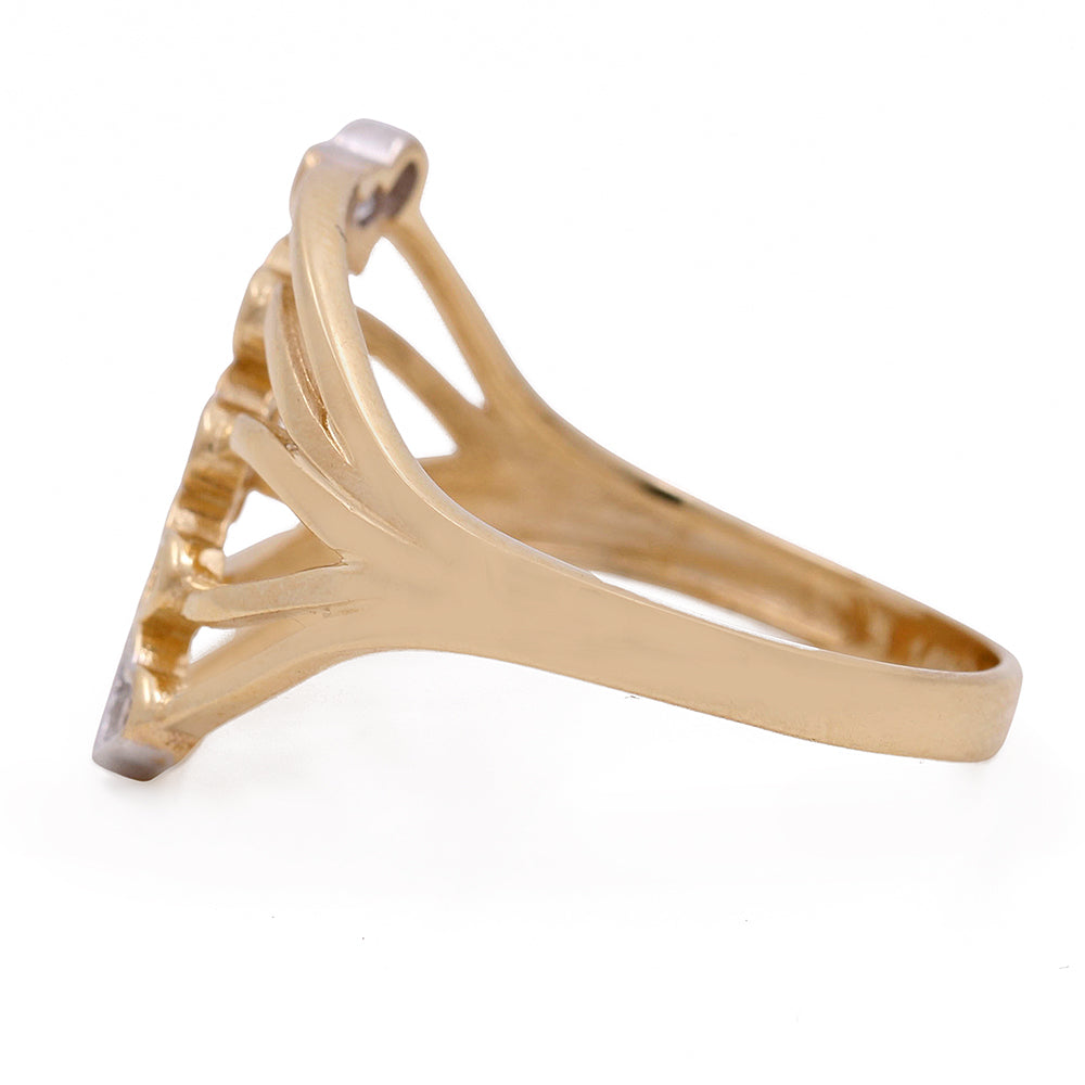 14K Yellow and White Gold Hearts Rings with Cubic Zirconias