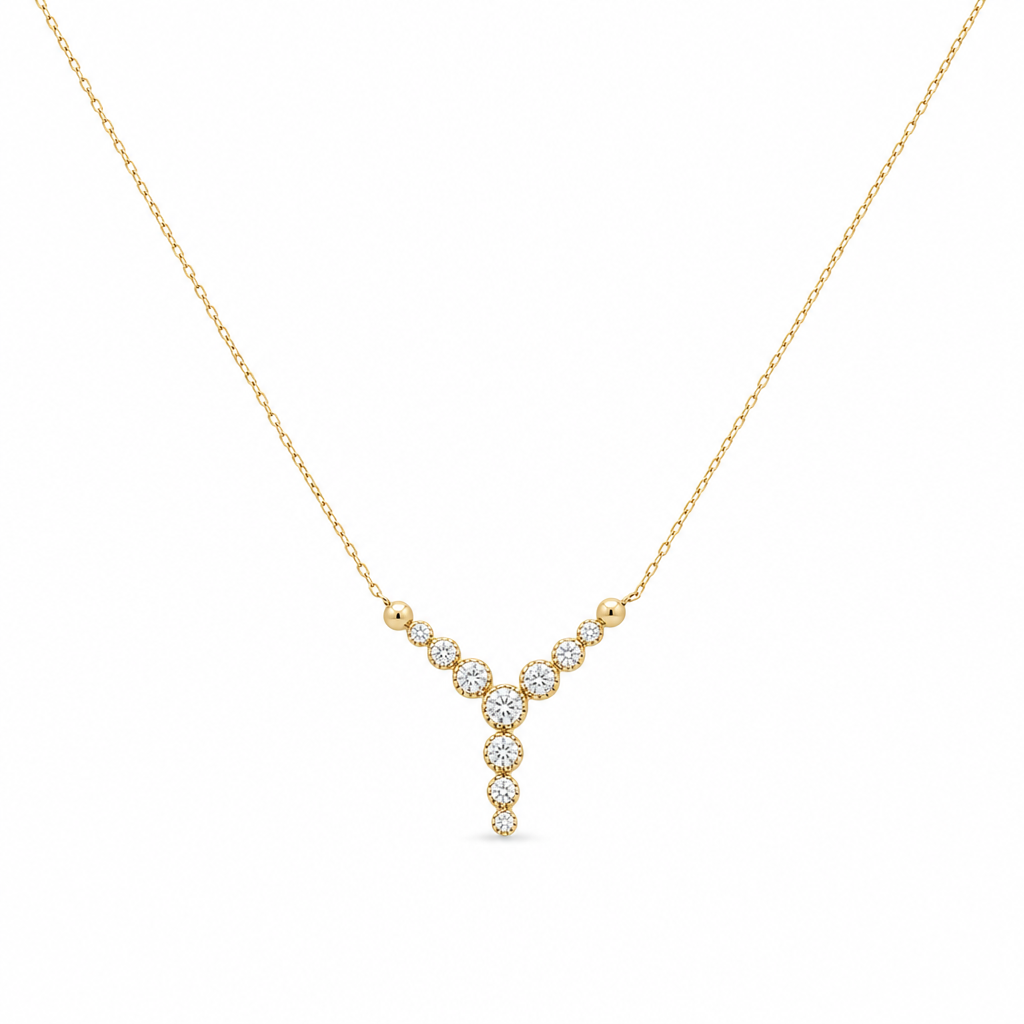 14K Yellow Gold Necklace With Fashion Pendant / Size: 17" / Weight: 2.4 GR / Stone: Cz / CCNK4FS-27