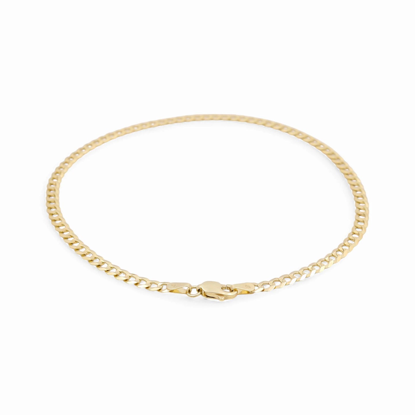 10K Yellow Gold Flat Curb Anklet Bracelet / Size: 2.5mm 10" / Weight: 2.6 GR / FCCSAB0CB2.5-10