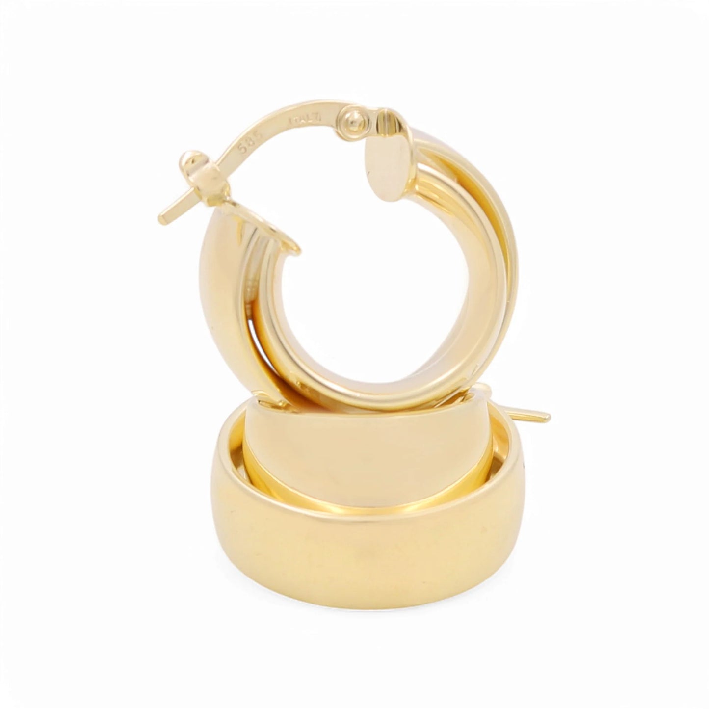 14K Yellow Gold Double Hoops Earrings / Weight: 3.6gr / DAEH4FS-2