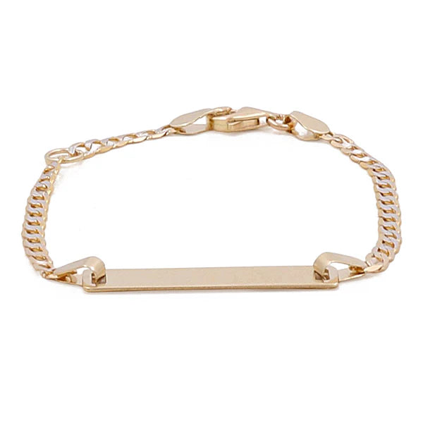 14K Yellow and White Gold Flat Curb BB Bracelet / Size: 5” / Weight: 1.9 GR / CSBBTT4