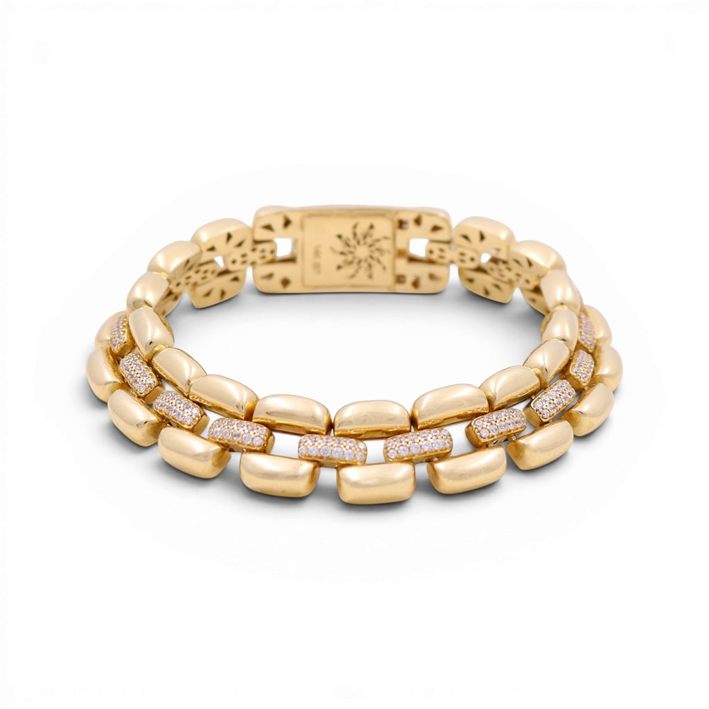 14K Yellow Gold Woman's Fashion Bracelet /Stone: Cz / Size: 7.5" / Weight: 22 GR / COWB4FS-27