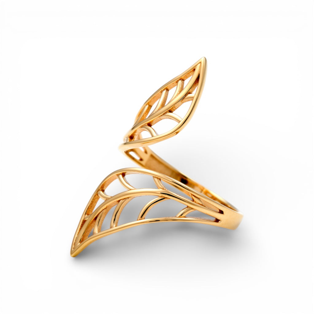 10K Yellow Gold Leaves Women's Ring / Size: 8 / Weight: 2.2 GR / DQWR0FS-62