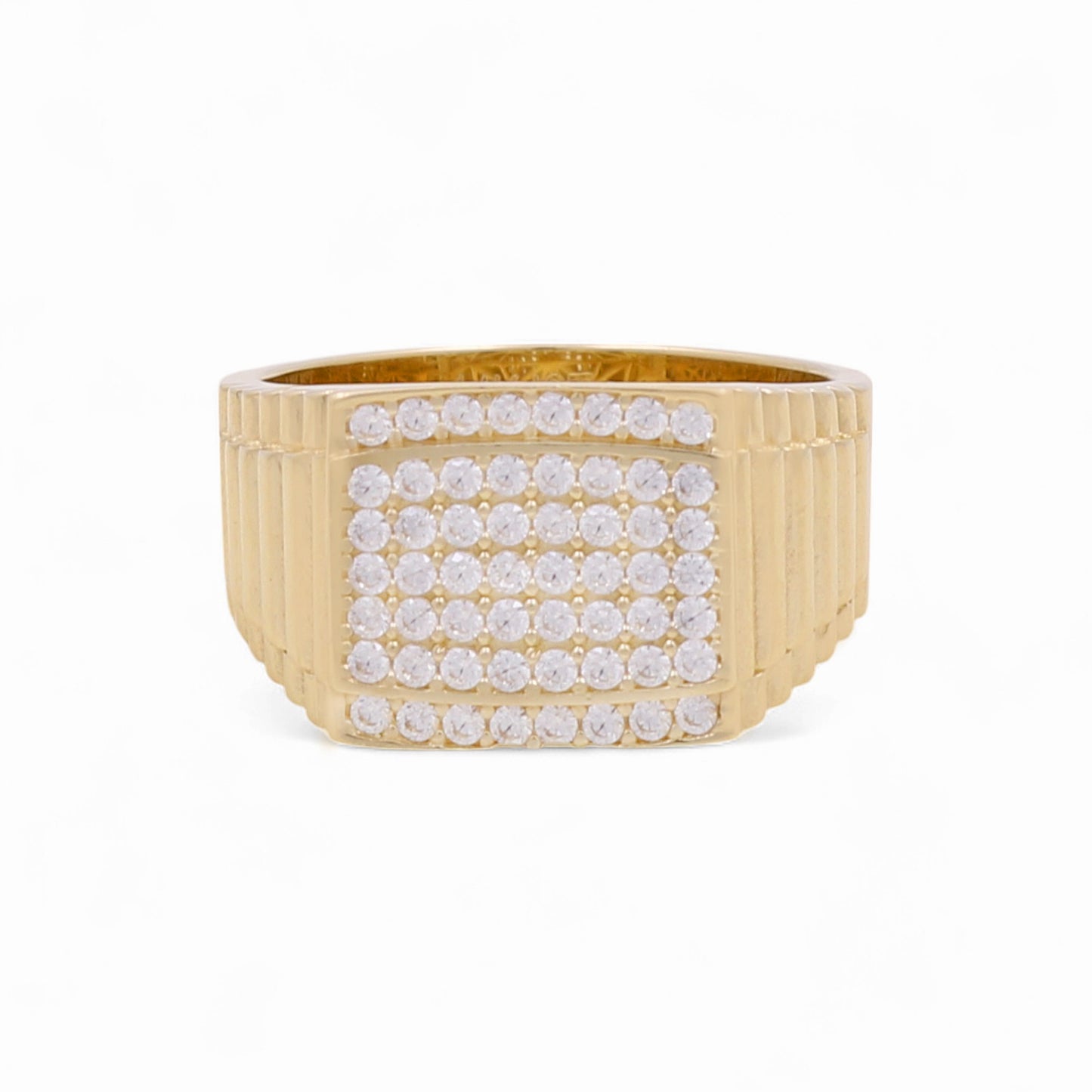 14K Yellow Gold Fashion Men’s Ring with Cz / Size 10 / Weight: 10.9 GR / DOMR4FS-5