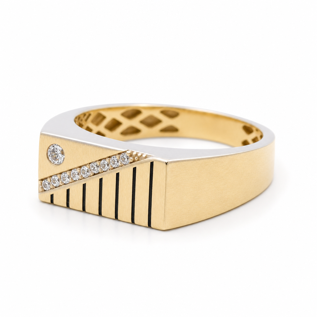 10K Yellow Gold Men's Ring with Cz Stone / Size: 10.5 / Weight: 4.8 GR / 602-00295