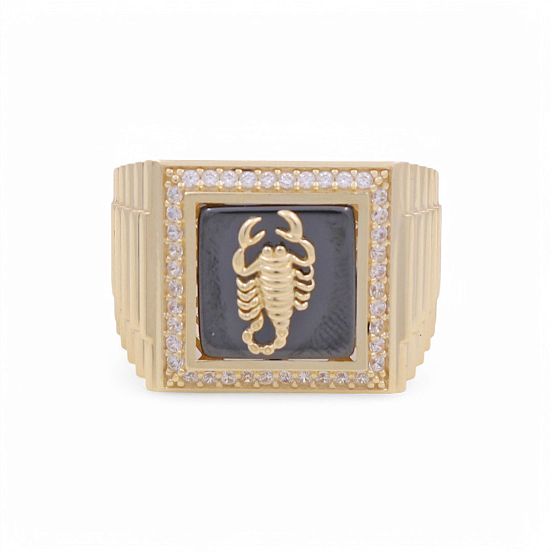 10K Yellow Gold Scorpion SQ Men’s Ring with Onyx Stone / Stone: Cz / Size 11 / Weight: 9.9 GR / BPMR0SP-2