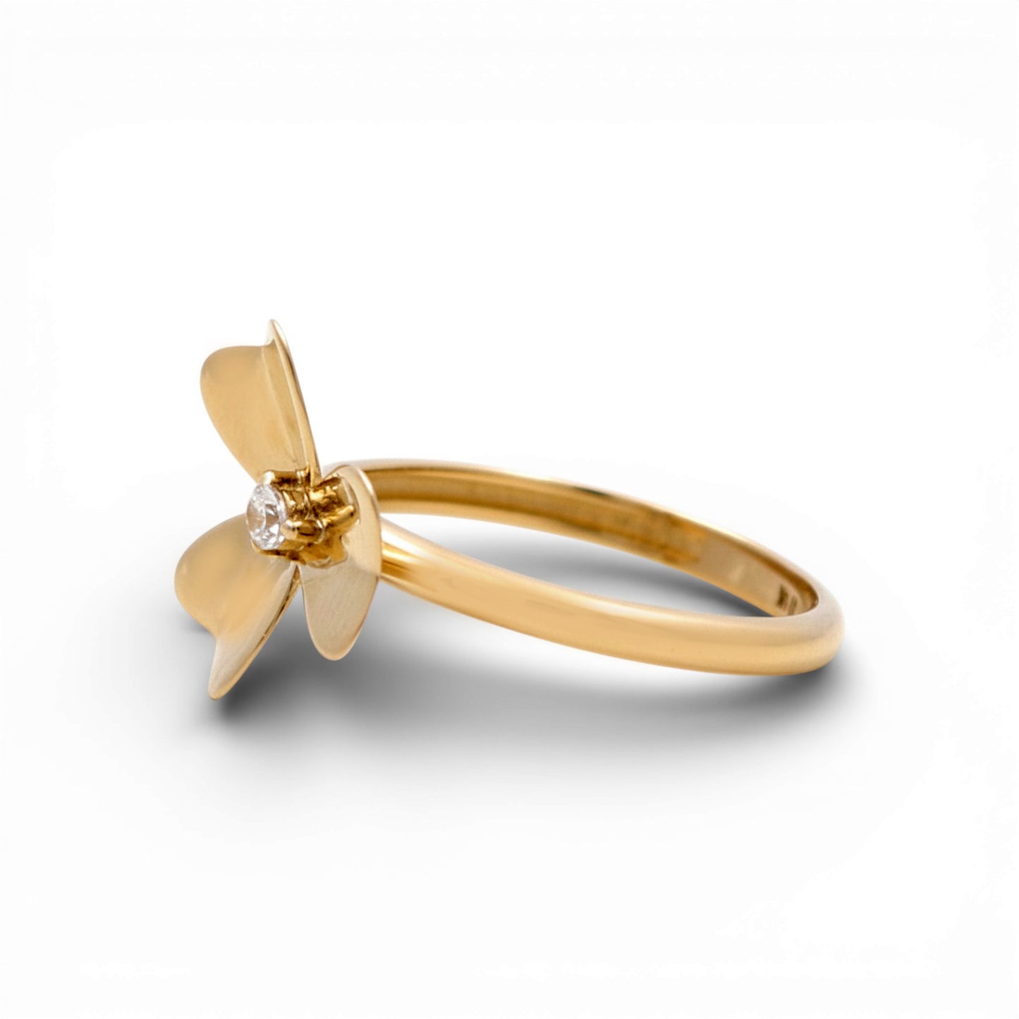 14K Yellow Gold Flower Women's Ring with Cz / Size: 7 / Weight: 1.9 GR / P55R-92