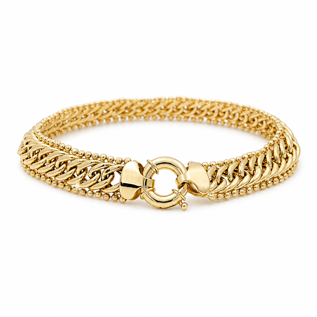 10K Yellow Gold Fashion Women's Bracelet / Size: 7" / Weight: 7.7 GR / DQWB0FS-8