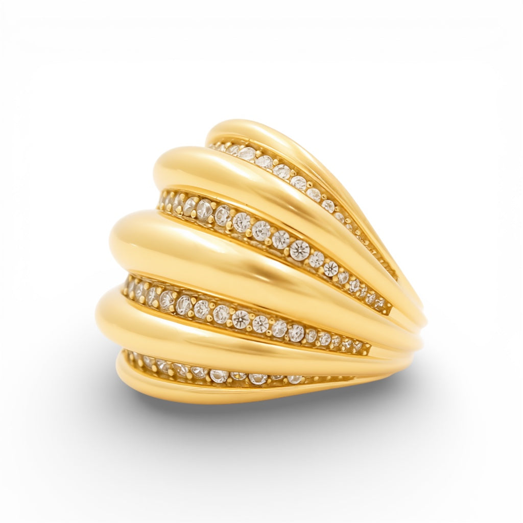 14K Yellow Gold Fashion Women's Ring with Cz / Size: 7.5 / Weight: 8.8 GR / FMR-81