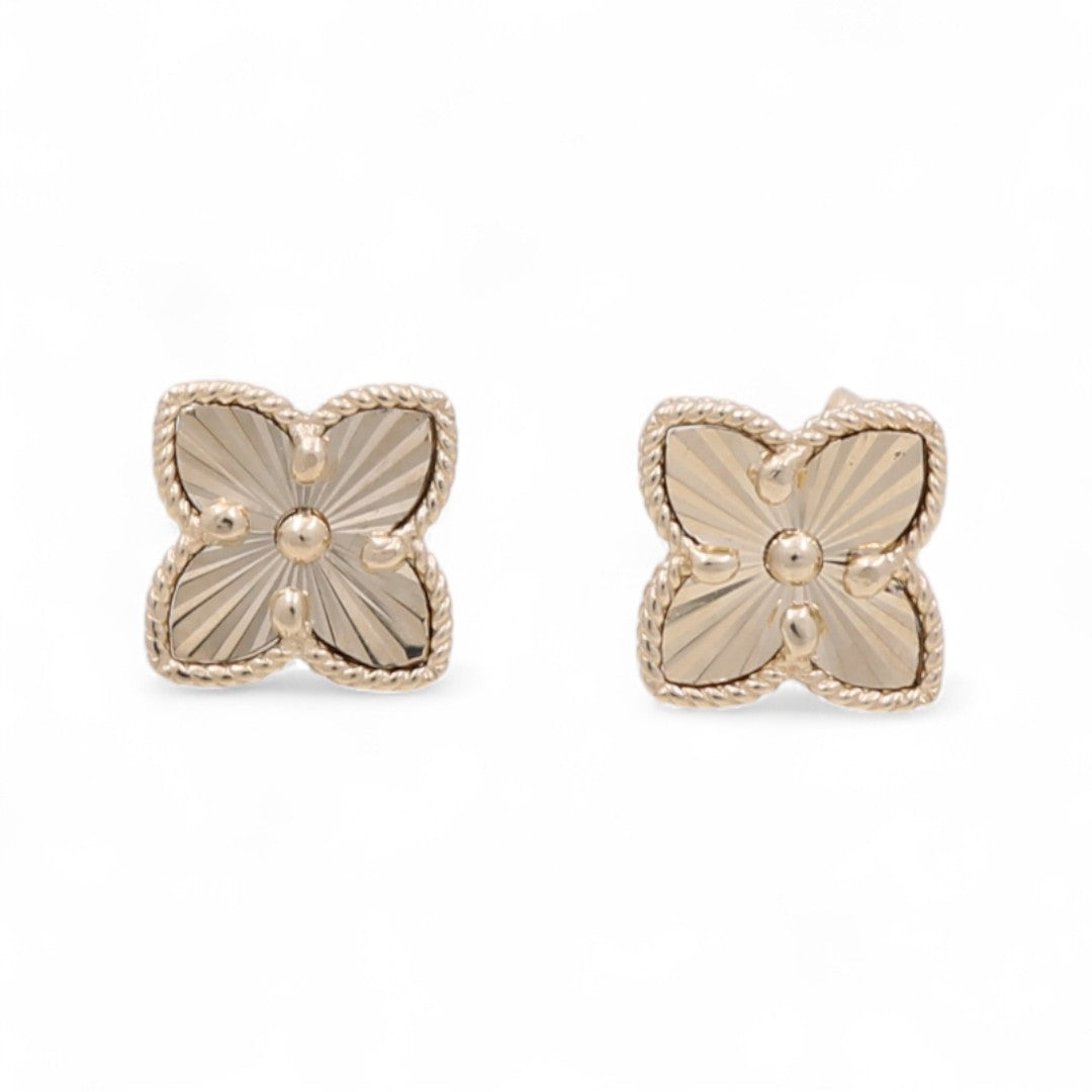 10K Yellow Gold Flower Stud Earrings / Weight: 2.1 GR / CQES0FL