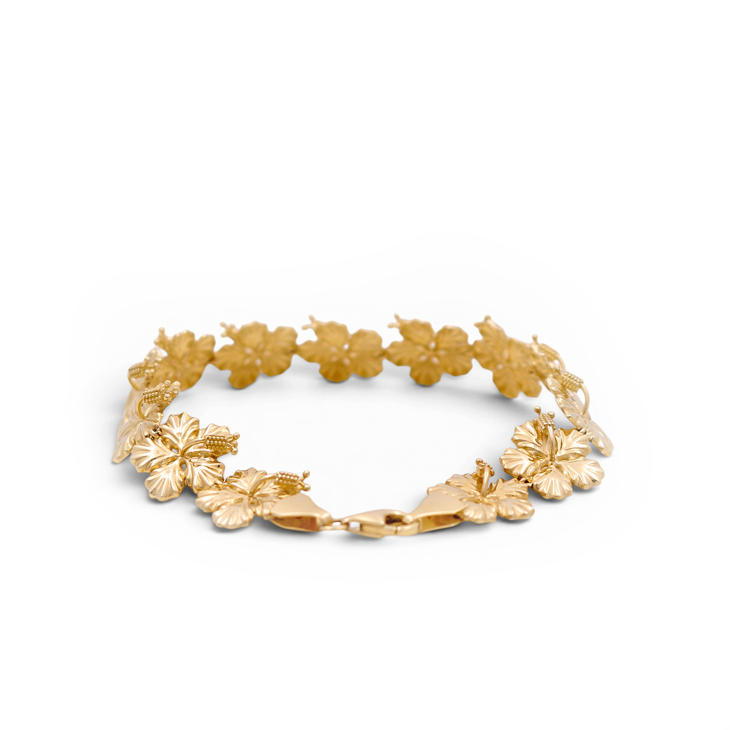 14K Yellow Gold Flower Women's Bracelet / Size: 7 " / Weight: 8.2 GR / DQWB4FL