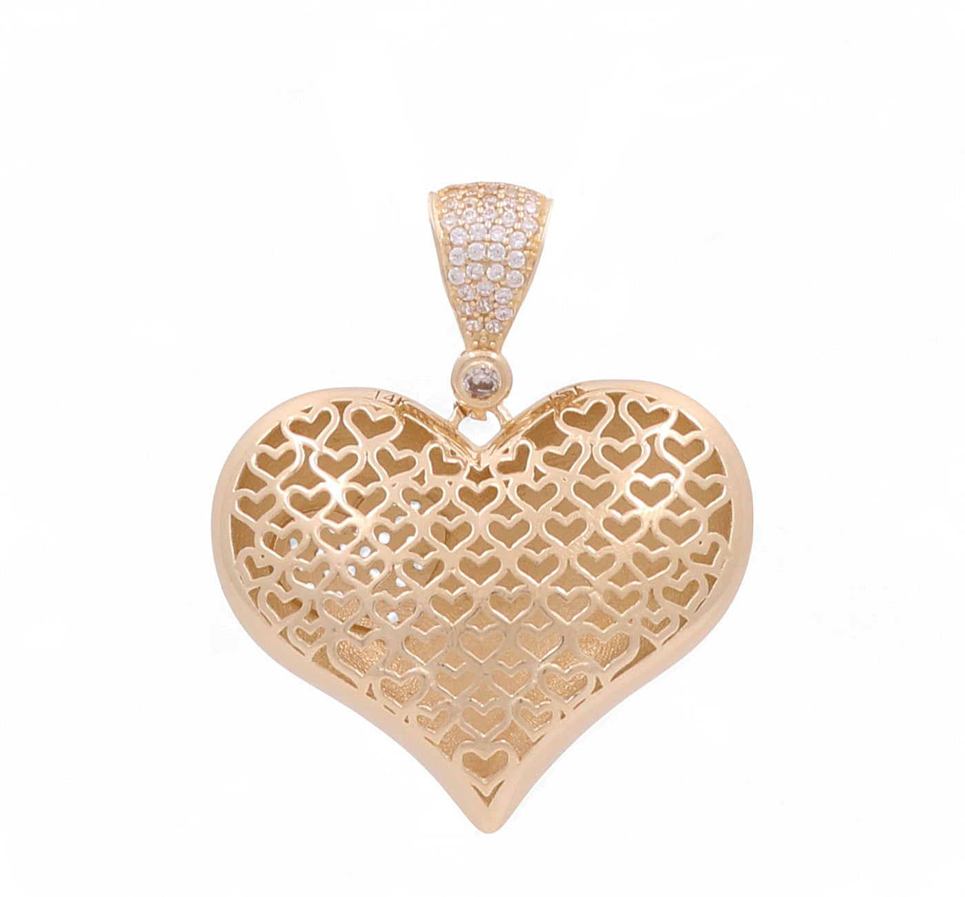 14K Yellow Gold Heart Pendant with CZ / Weight: 10.0 GR / DOPD4HR-1