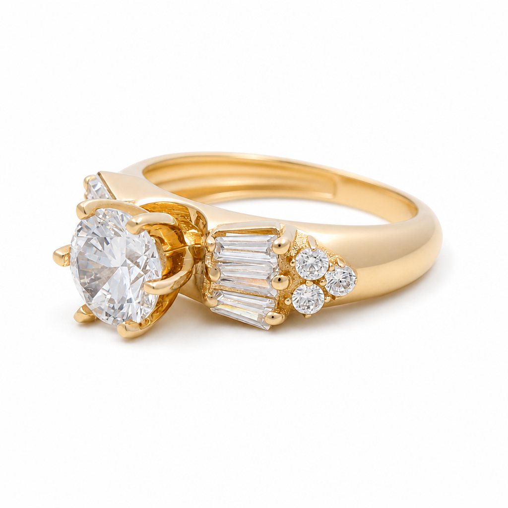 14K Yellow Gold Women's Engagement Ring / Stone: Cz / Size: 8 / Weight: 4.8 GR / CLBWR4ER-1