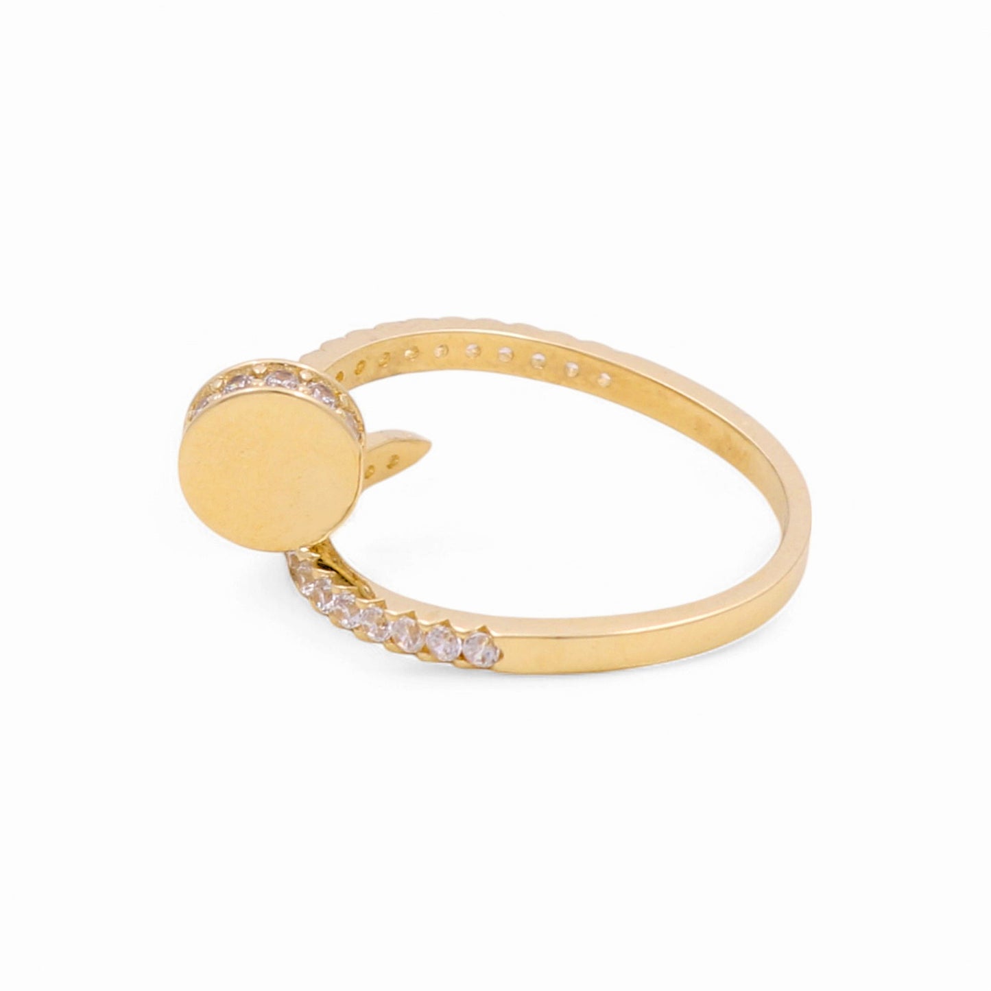 14K Yellow Gold Women's Nail Ring With Cz / Size: 8.5 / Weight: 2.4 GR / CPWR4CT