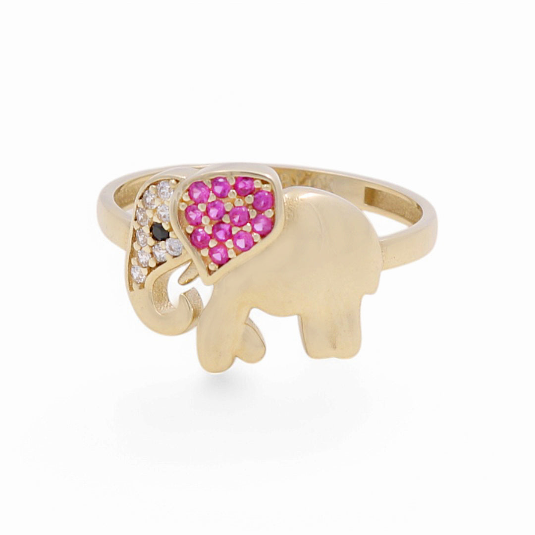 10K Yellow Gold Elephant Women's Ring with Pink CZ / Size: 8 / Weight: 1.5 GR / DPWR0EP